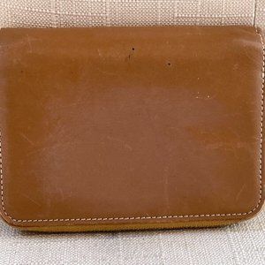 Kitamura Wallet Brown Tan Leather Bifold Card holder Zip Around Coin Pocket